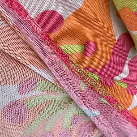 Lilly Pulitzer Retro Pink Blue Multi Color Floral V-neck Bell Sleeve Dress - Picture 9 of 11